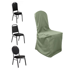 Polyester Slip On Banquet Chair Covers Dusty Sage Green - Stain-Resistant Reusable Durable Fabric